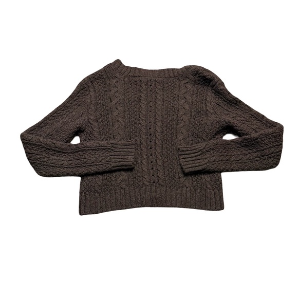 🤎 American Eagle Y2K Cable Knit Cropped Cardigan Brown Size Small 🤎 - Picture 5 of 6